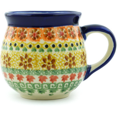 Polish Pottery Bubble Mug 12 oz Fall Leaves