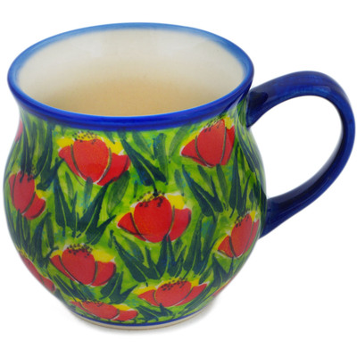 Polish Pottery Bubble Mug 12 oz Poppy Fever UNIKAT