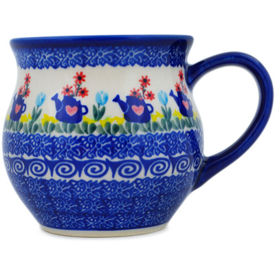 Polish Pottery Bubble Mug 12 oz Tending To The Garden UNIKAT