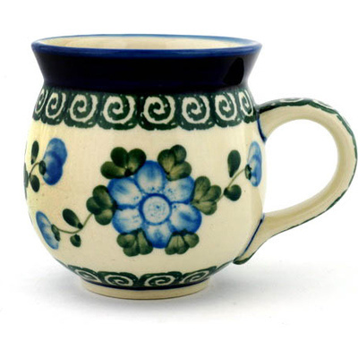 Polish Pottery Bubble Mug 12oz Blue Poppies