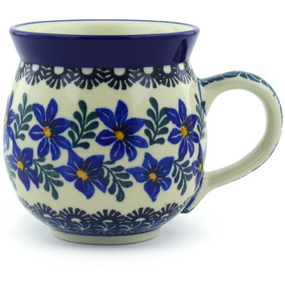 Polish Pottery Bubble Mug 12oz Blue Violets