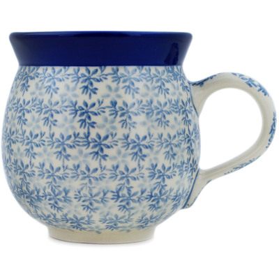 Polish Pottery Bubble Mug 12oz Blue Water Lily