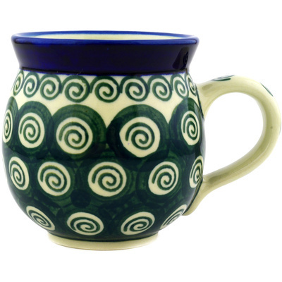 Polish Pottery Bubble Mug 12oz Emerald Swirl