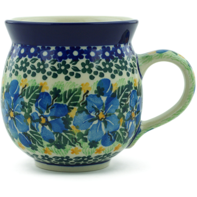 Polish Pottery Bubble Mug 12oz Floral Blue Dreams UNIKAT