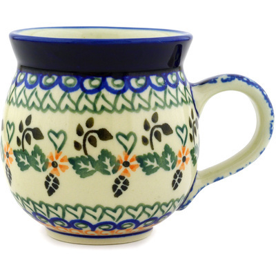 Polish Pottery Bubble Mug 12oz Heart Leaves