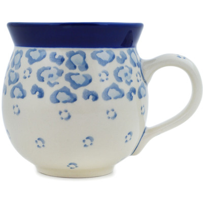 Polish Pottery Bubble Mug 12oz Light Blue Leopard