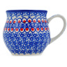 Polish Pottery Bubble Mug 13 oz Floral Peacock