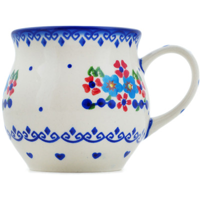 Polish Pottery Bubble Mug 13 oz Hearts And Flowers