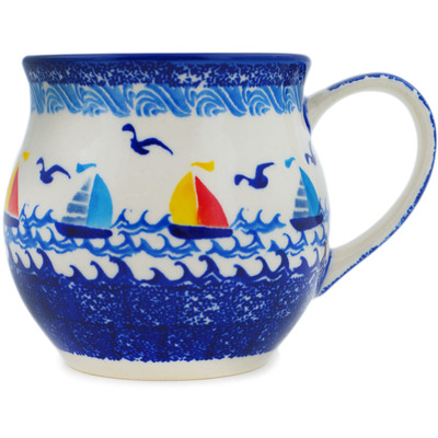 Polish Pottery Bubble Mug 13 oz Sailing Through Your Dreams
