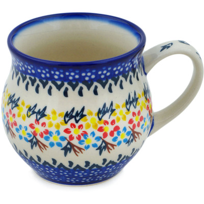 Polish Pottery Bubble Mug 13 oz Spring Flower Ring