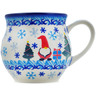 Polish Pottery Bubble Mug 13 oz Winter Gnome