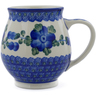 Polish Pottery Bubble Mug 15 oz Blue Poppies