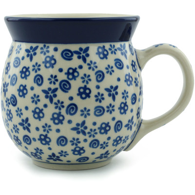 Polish Pottery Bubble Mug 16 oz Blue Confetti