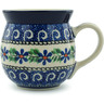 Polish Pottery Bubble Mug 16 oz Blue Daisy Swirls