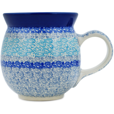 Polish Pottery Bubble Mug 16 oz Blue Lagoon Whimsy UNIKAT