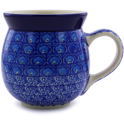 Polish Pottery Bubble Mug 16 oz Blue Peacock