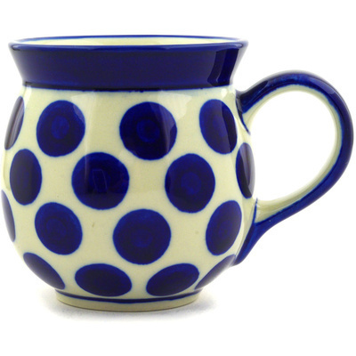 Polish Pottery Bubble Mug 16 oz Bold Blue Dots