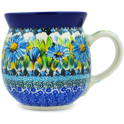 Polish Pottery Bubble Mug 16 oz Bouquet Azul UNIKAT