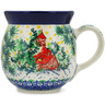 Polish Pottery Bubble Mug 16 oz Cozy Bullfinch UNIKAT