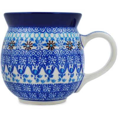 Polish Pottery Bubble Mug 16 oz Crocheted Granny Squares