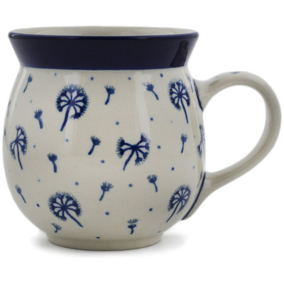 Polish Pottery Bubble Mug 16 oz Dandelions, Kites, Wind