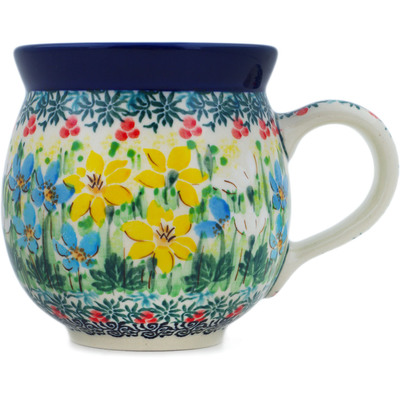 Polish Pottery Bubble Mug 16 oz Dandy Daffodils UNIKAT