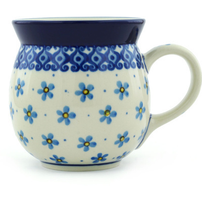 Polish Pottery Bubble Mug 16 oz Flower Doodle