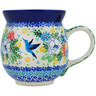 Polish Pottery Bubble Mug 16 oz Hello Hummingbird UNIKAT