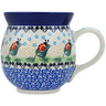 Polish Pottery Bubble Mug 16 oz Ladybug Leaves