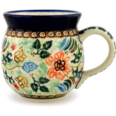 Polish Pottery Bubble Mug 16 oz Lupine Garden UNIKAT