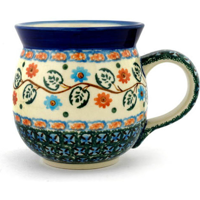 Polish Pottery Bubble Mug 16 oz Polish Vines UNIKAT