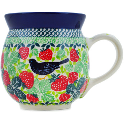Polish Pottery Bubble Mug 16 oz Raven&#039;s Red Berries UNIKAT