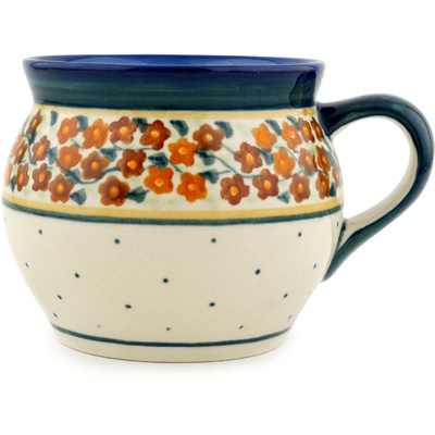 Polish Pottery Bubble Mug 16 oz Russett Floral