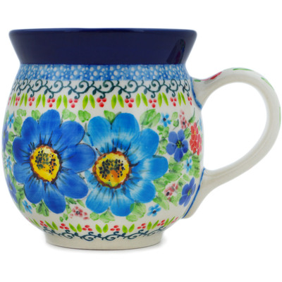 Polish Pottery Bubble Mug 16 oz Springtime Flowers Bouquet UNIKAT