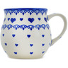 Polish Pottery Bubble Mug 21 oz Blue Valentine Hearts