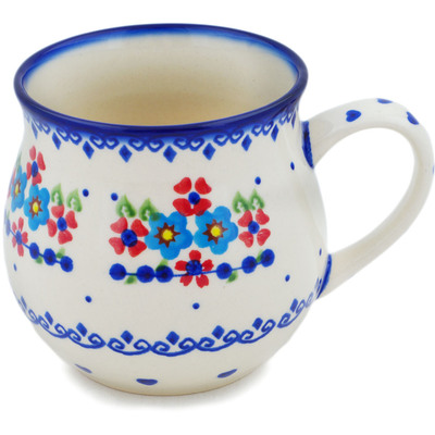 Polish Pottery Bubble Mug 21 oz Hearts And Flowers