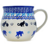 Polish Pottery Bubble Mug 21 oz Kitty Paw Play Time