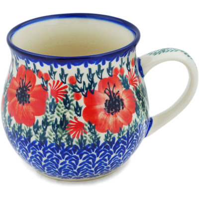 Polish Pottery Bubble Mug 21 oz Lone Poppy