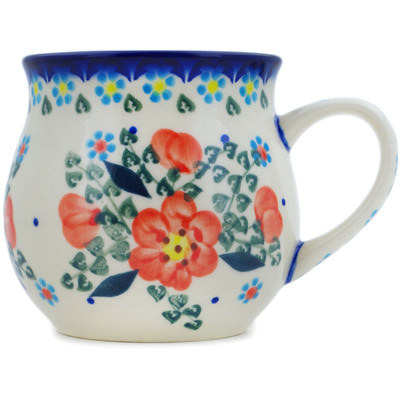 Polish Pottery Bubble Mug 21 oz Peach Tudor Rose