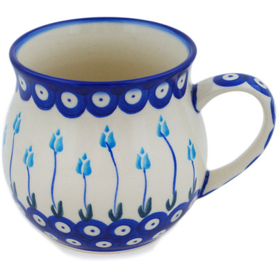 Polish Pottery Bubble Mug 21 oz Peacock Tulip Garden