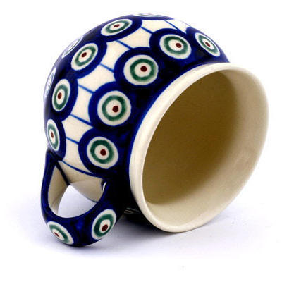 Polish Pottery Bubble Mug 7 oz Traditional Peacock
