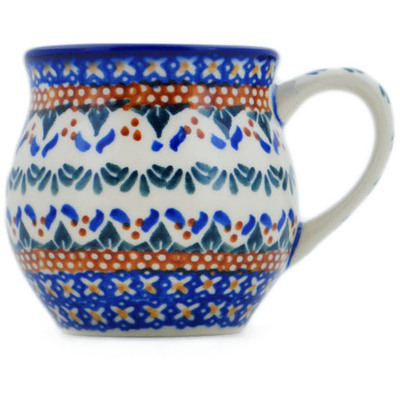 Polish Pottery Bubble Mug 8 oz Blue Cress