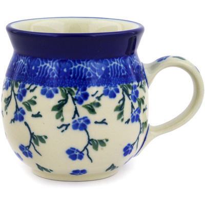 Polish Pottery Bubble Mug 8 oz Cascading Blue Blossoms
