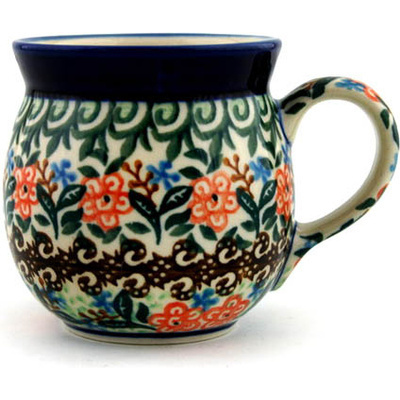 Polish Pottery Bubble Mug 8 oz Coral Garden UNIKAT