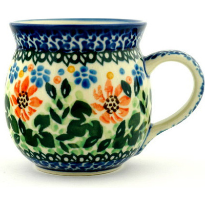 Polish Pottery Bubble Mug 8 oz Daisy Shuffle UNIKAT