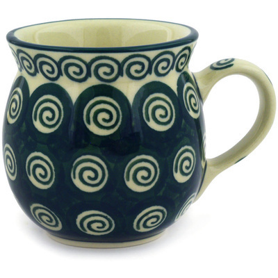 Polish Pottery Bubble Mug 8 oz Emerald Swirl