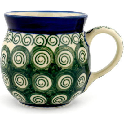 Polish Pottery Bubble Mug 8 oz Emerald Swirl