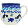 Polish Pottery Bubble Mug 8 oz Kitty Paw Play Time