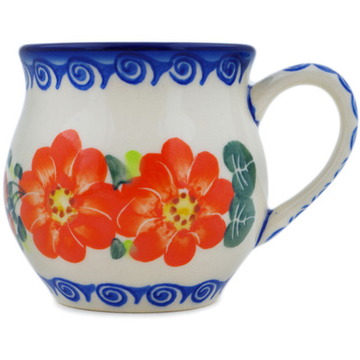 Polish Pottery Bubble Mug 8 oz Red Blossom