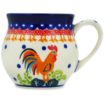 Polish Pottery Bubble Mug 8 oz Rooster Doodle-do UNIKAT